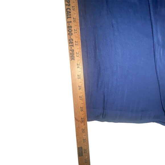 Flowy Dark Blue Wide-Leg Pants Elastic Waistband Side Pockets Lightweight Soft - Picture 6 of 7